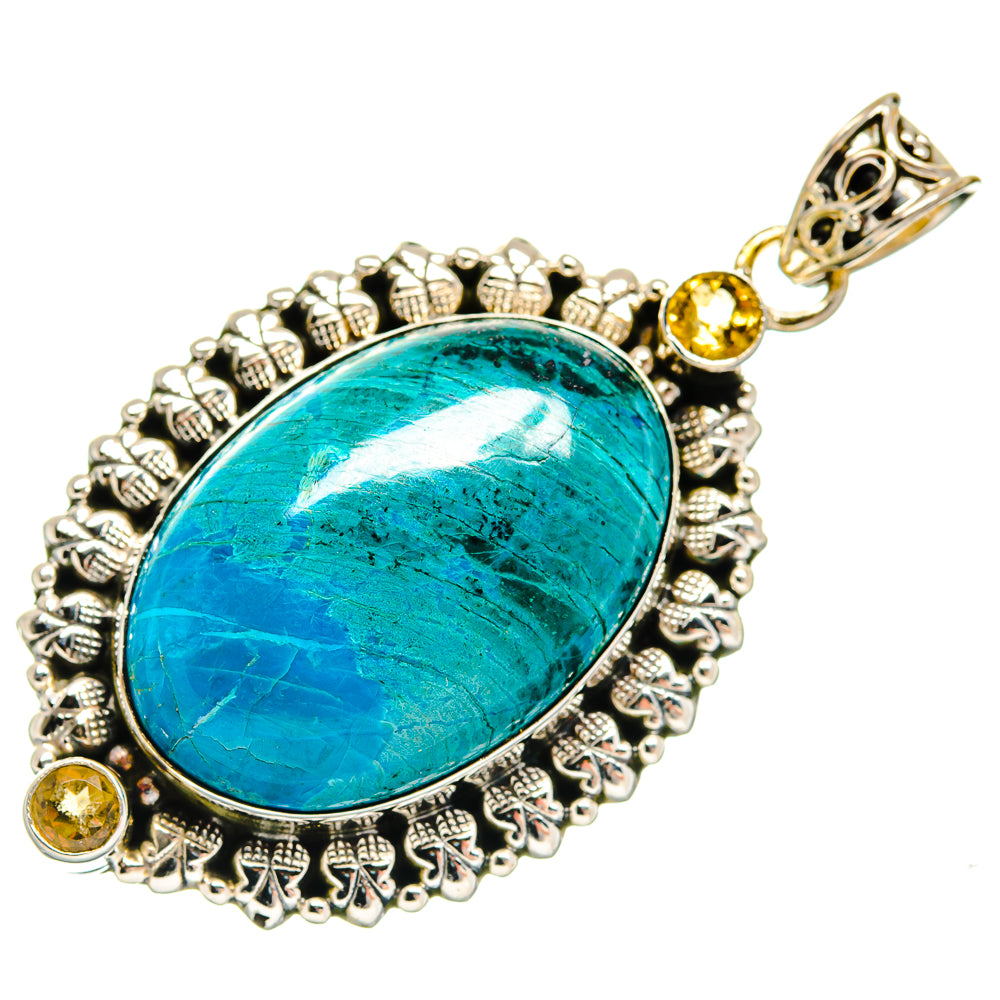Chrysocolla, Citrine Pendants handcrafted by Anasilvercos - PD21768