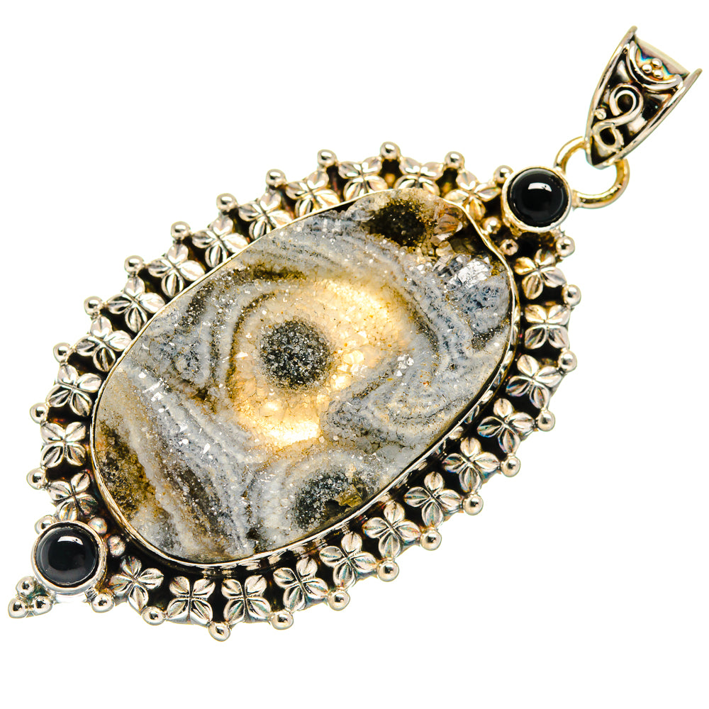 Desert Druzy, Black Onyx Pendants handcrafted by Anasilvercos - PD21769