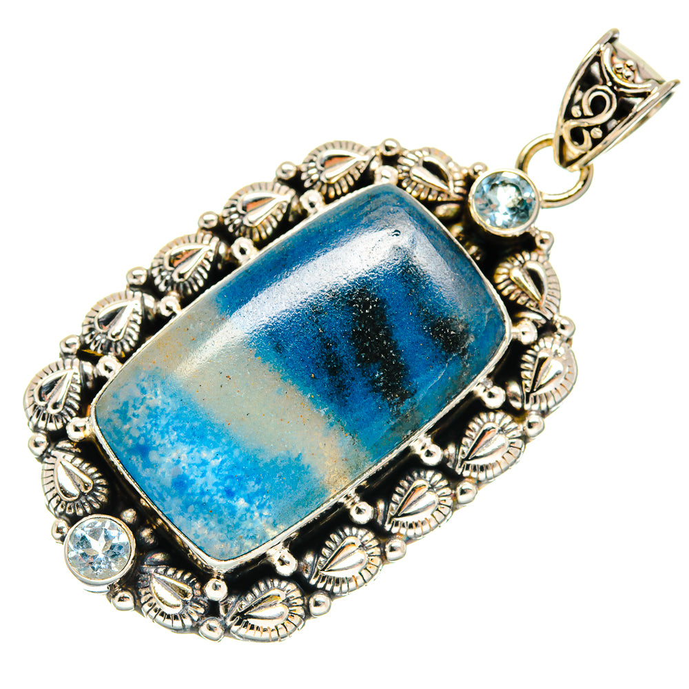 Shattuckite, Blue Topaz Pendants handcrafted by Anasilvercos - PD21770