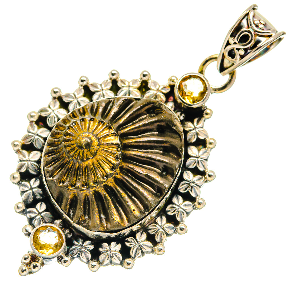 Pyrite Fossil, Citrine Pendants handcrafted by Anasilvercos - PD21772
