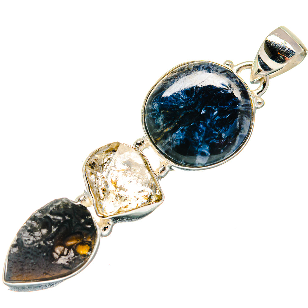 Pietersite, Tektite, Herkimer Diamond Pendants handcrafted by Anasilvercos - PD21774
