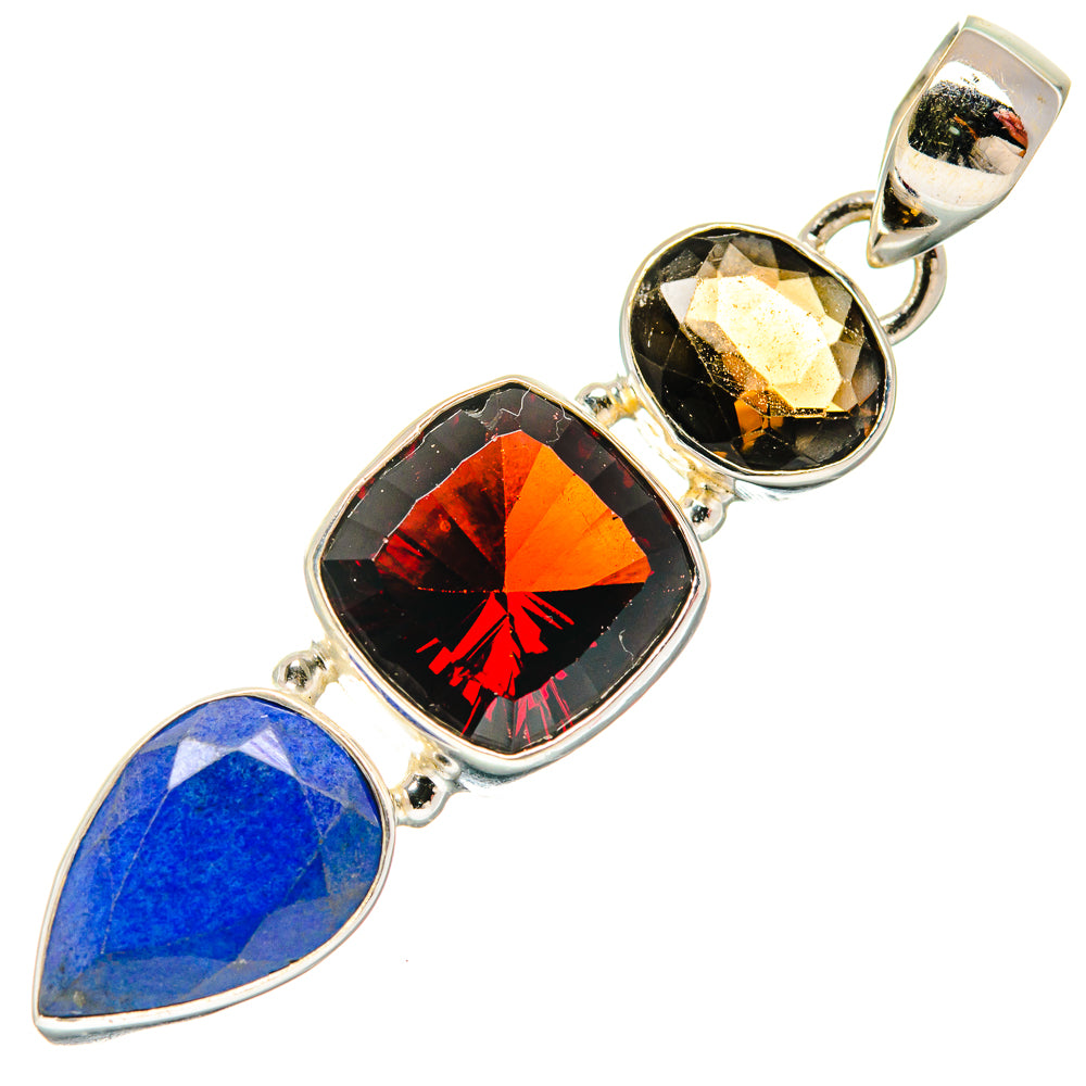Garnet, Smoky Quartz, Lapis Lazuli Pendants handcrafted by Anasilvercos - PD21775