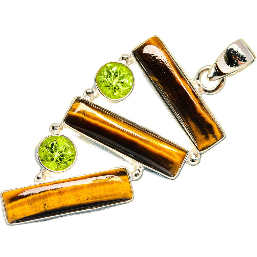 Tiger Eye, Peridot Pendants handcrafted by Anasilvercos - PD21778