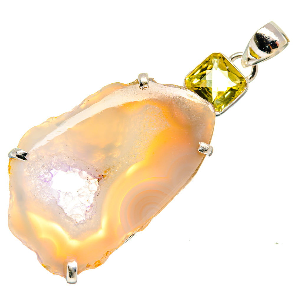 White Geode Slice, Citrine Pendants handcrafted by Anasilvercos - PD21783 - Photo 2