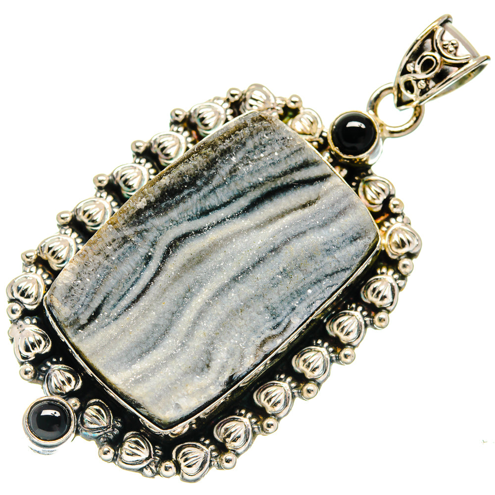 Desert Druzy, Black Onyx Pendants handcrafted by Anasilvercos - PD21789