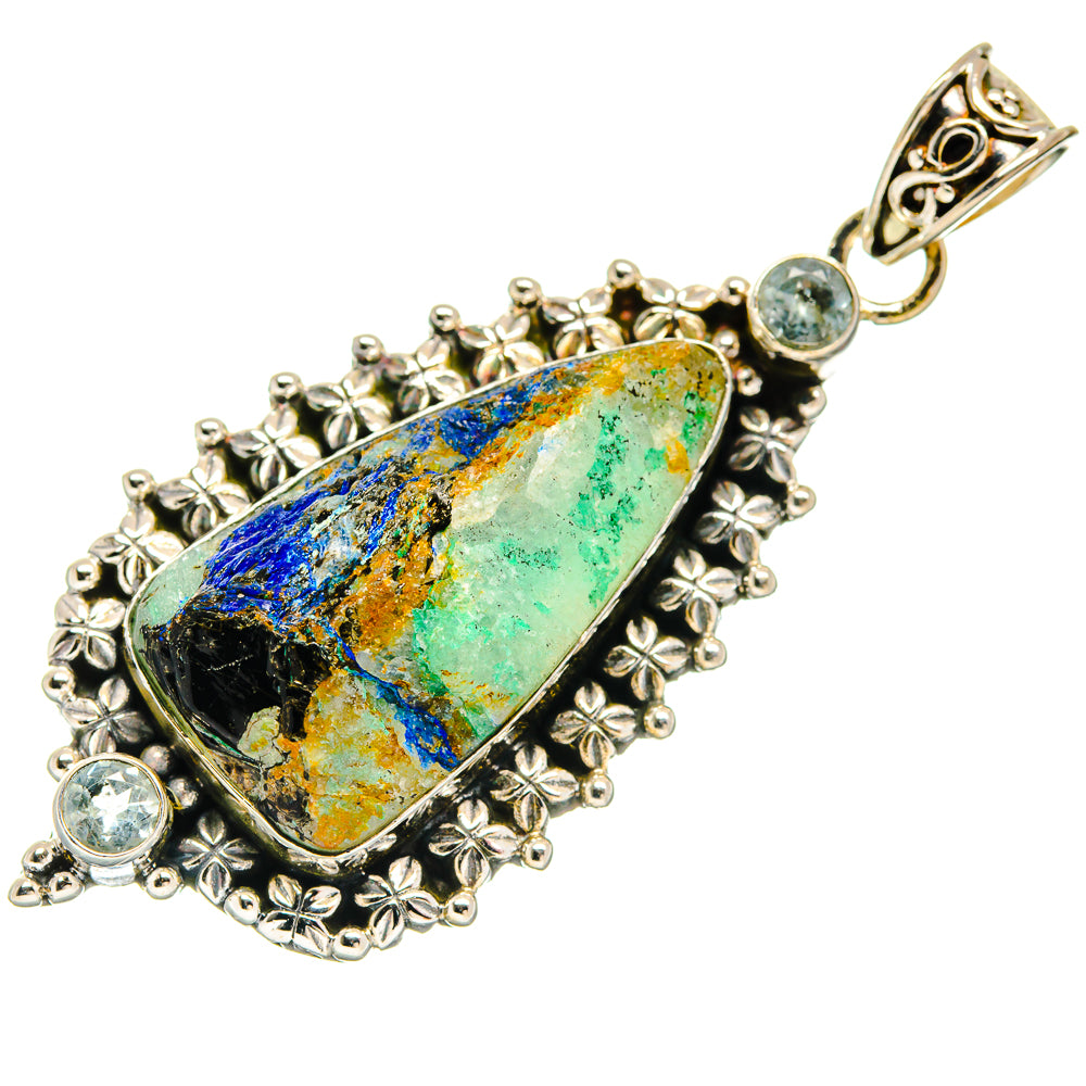 Azurite, Blue Topaz Pendants handcrafted by Anasilvercos - PD21793