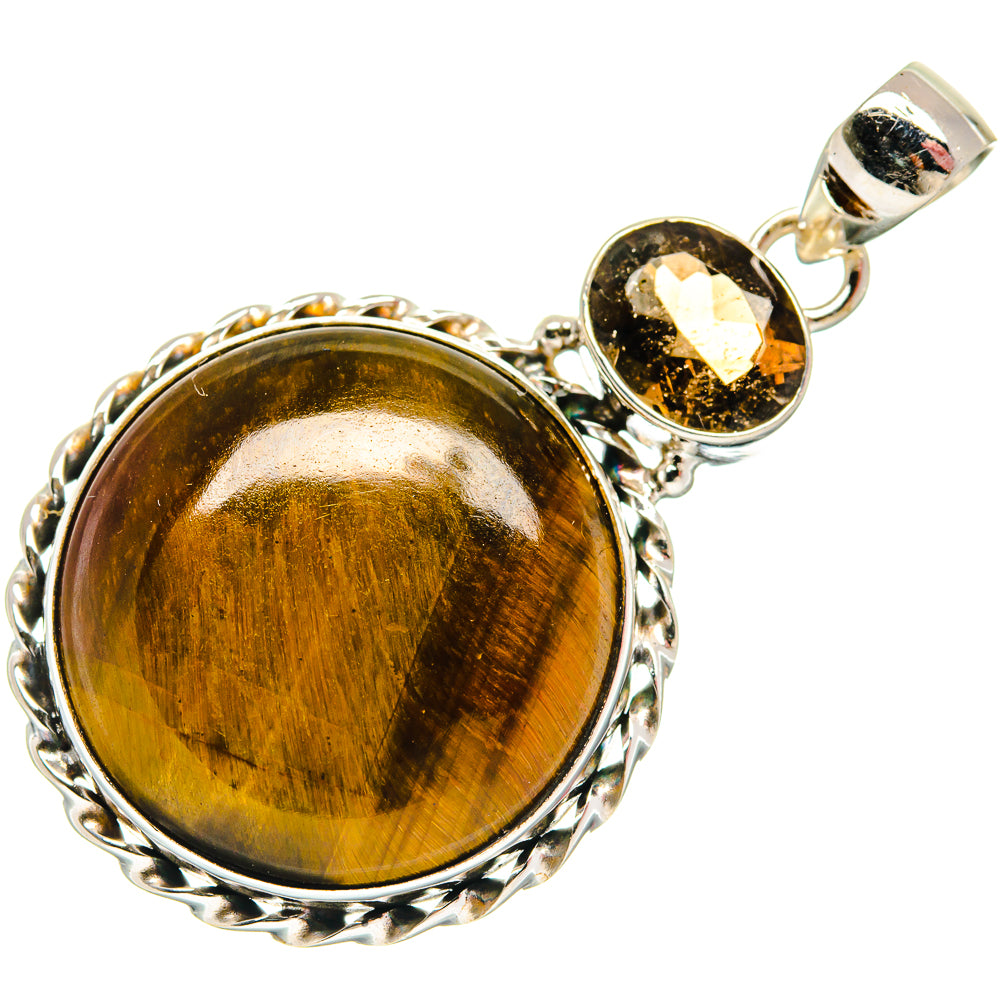 Tiger Eye, Smoky Quartz Pendants handcrafted by Anasilvercos - PD21816