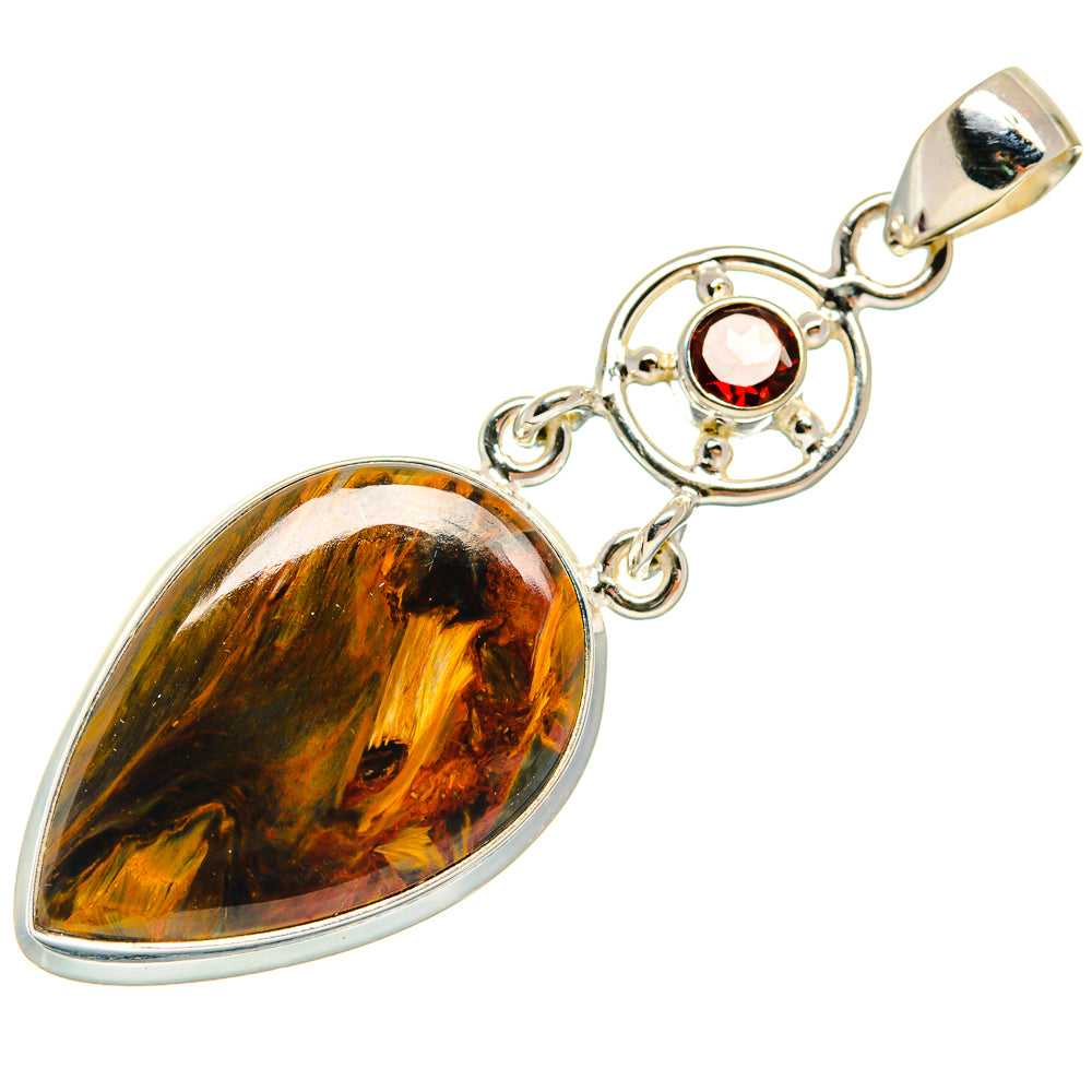 Golden Pietersite, Garnet Pendants handcrafted by Anasilvercos - PD21822