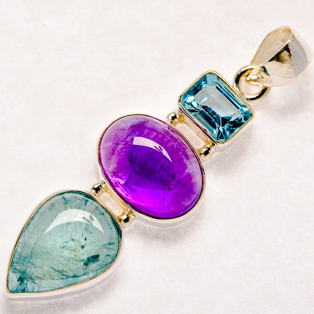 Aquamarine, Amethyst, Blue Topaz Pendants handcrafted by Anasilvercos - PD21824 - Photo 2