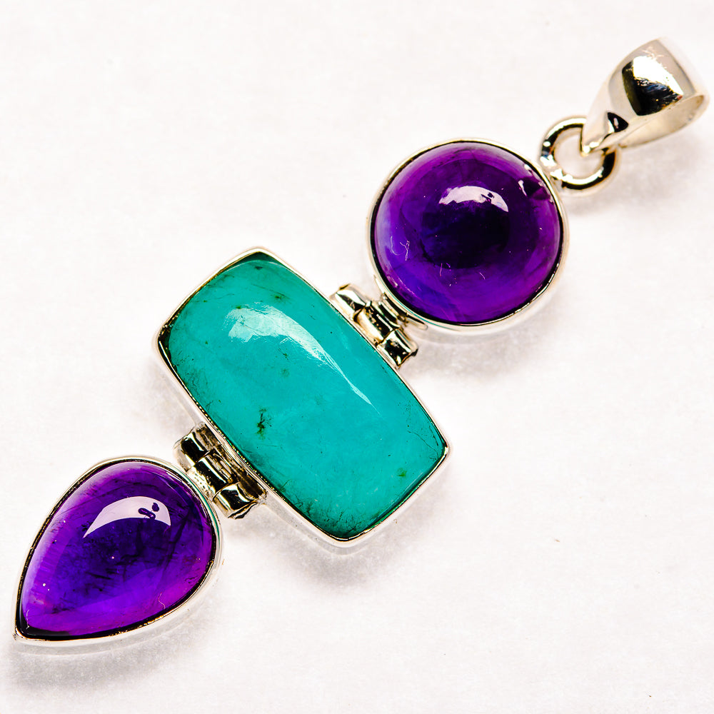 Larimar, Amethyst Pendants handcrafted by Anasilvercos - PD21830