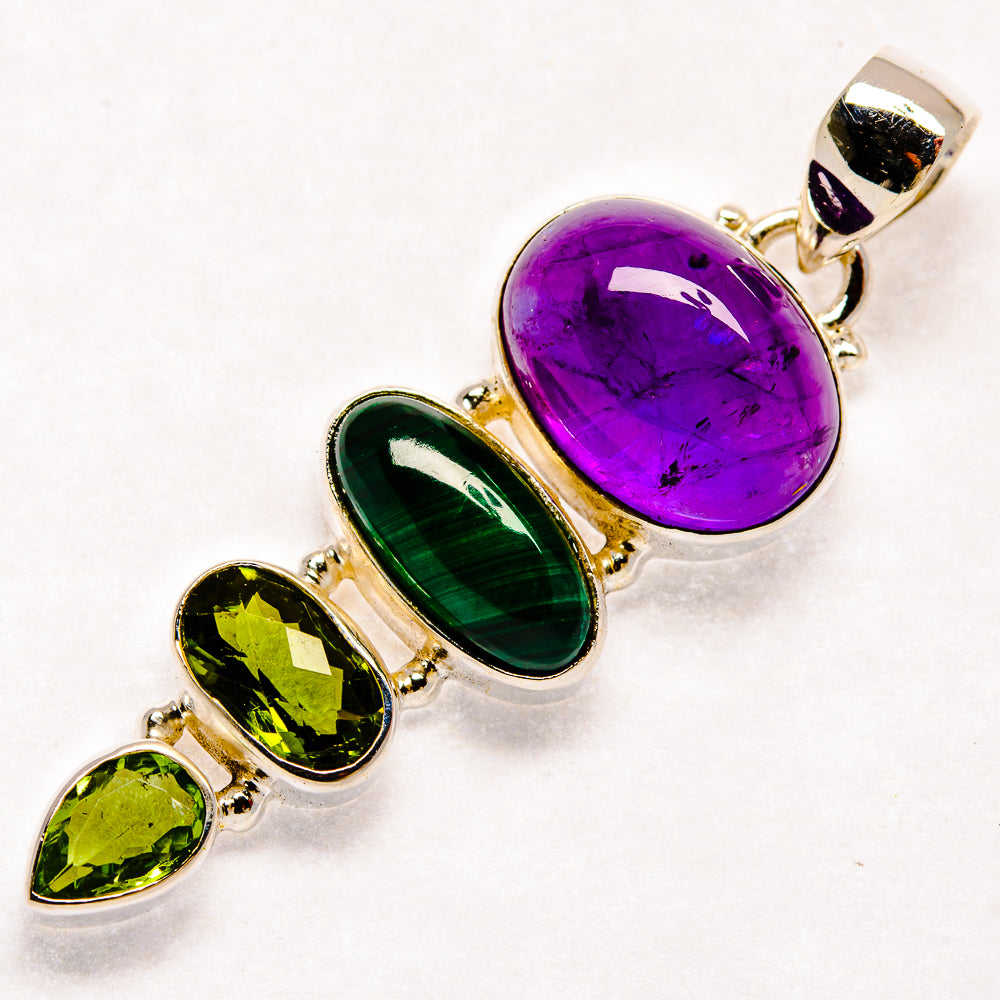 Amethyst, Malachite, Peridot Pendants handcrafted by Anasilvercos - PD21831