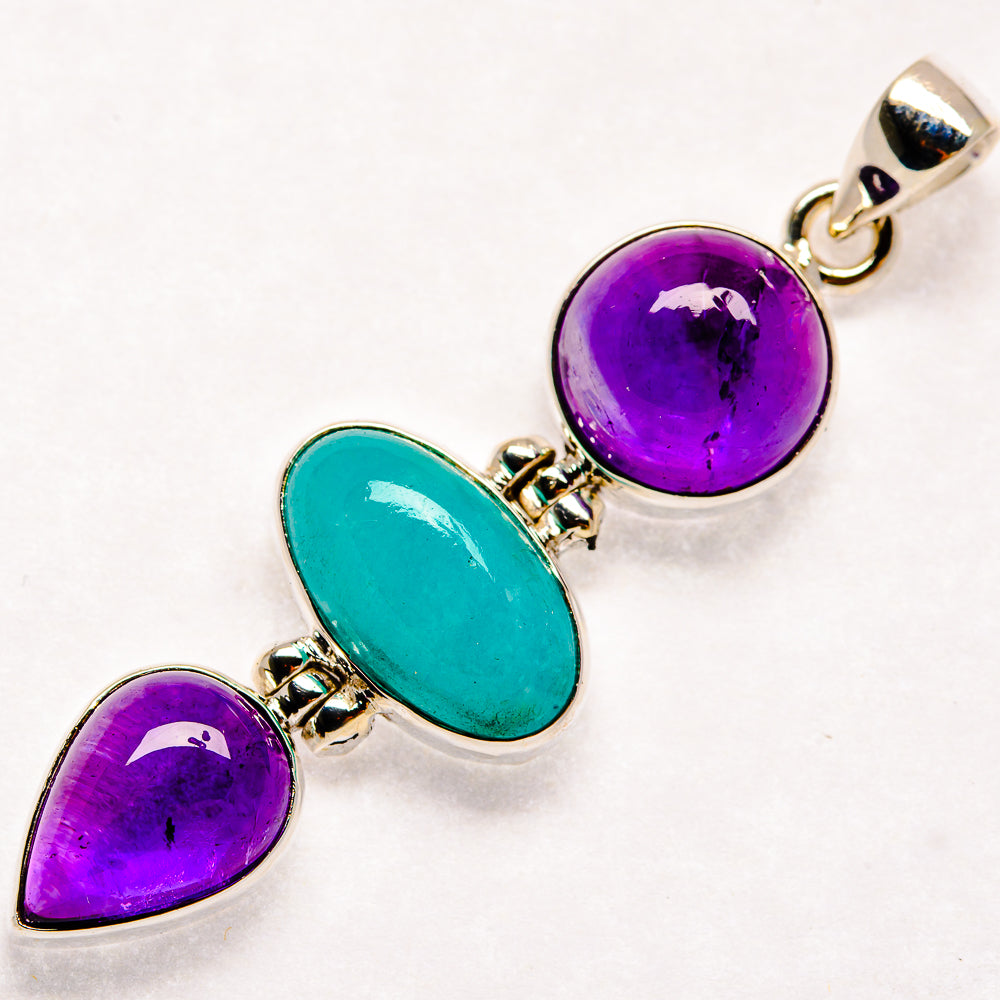Larimar, Amethyst Pendants handcrafted by Anasilvercos - PD21832 - Photo 2
