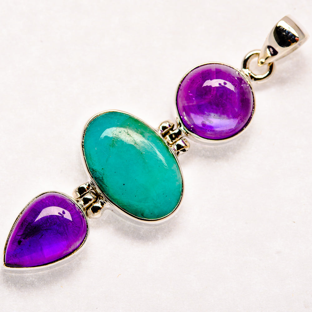 Larimar, Amethyst Pendants handcrafted by Anasilvercos - PD21835 - Photo 2