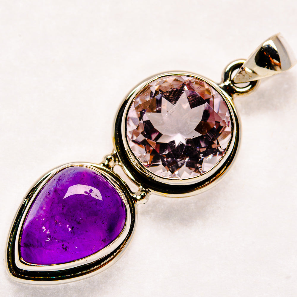 Morganite, Amethyst Pendants handcrafted by Anasilvercos - PD21837