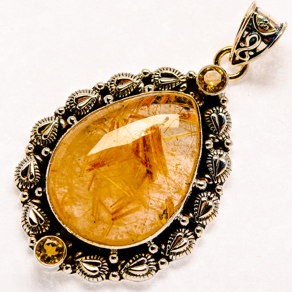 Rutilated Quartz, Citrine Pendants handcrafted by Anasilvercos - PD21850