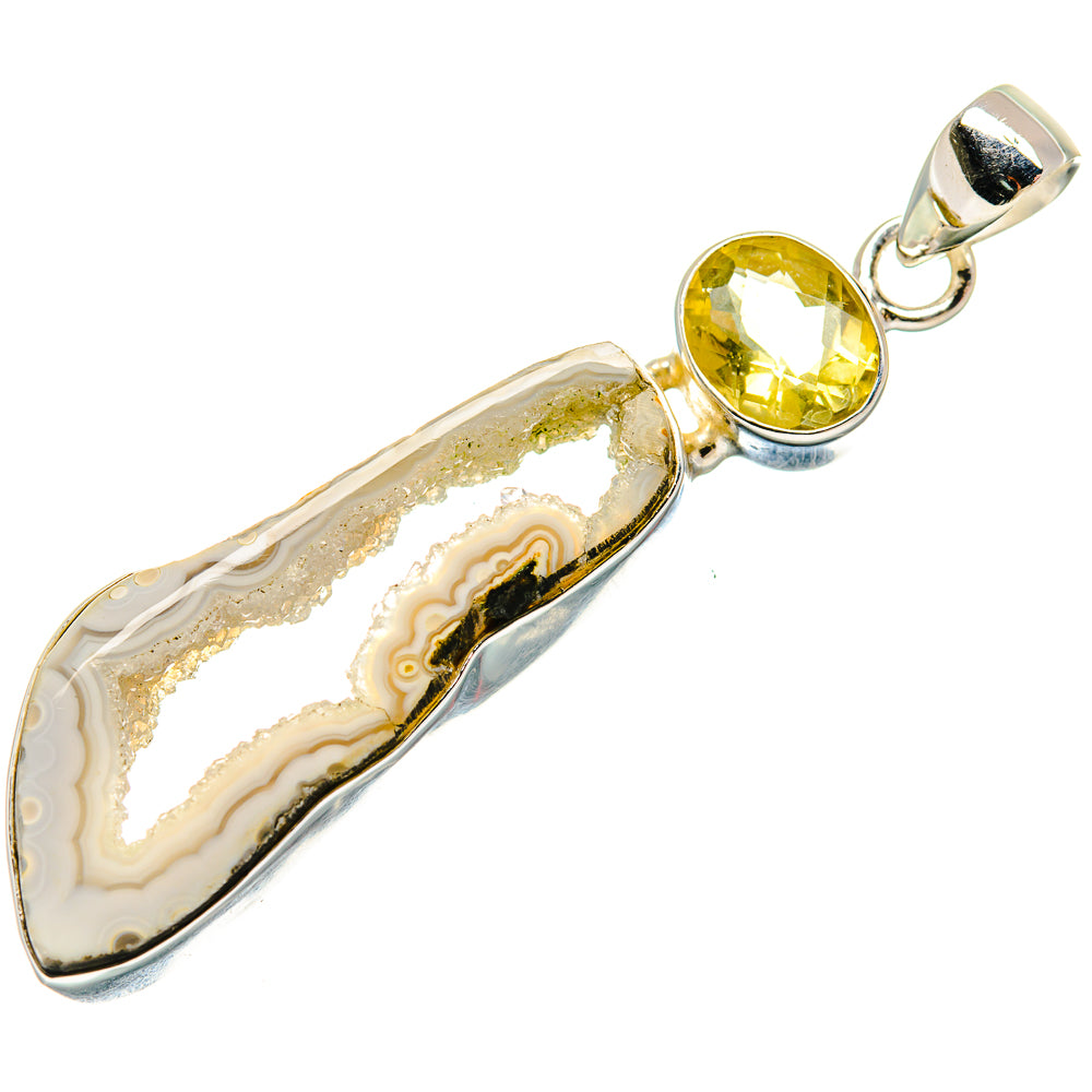 White Geode Slice Pendants handcrafted by Anasilvercos - PD21954