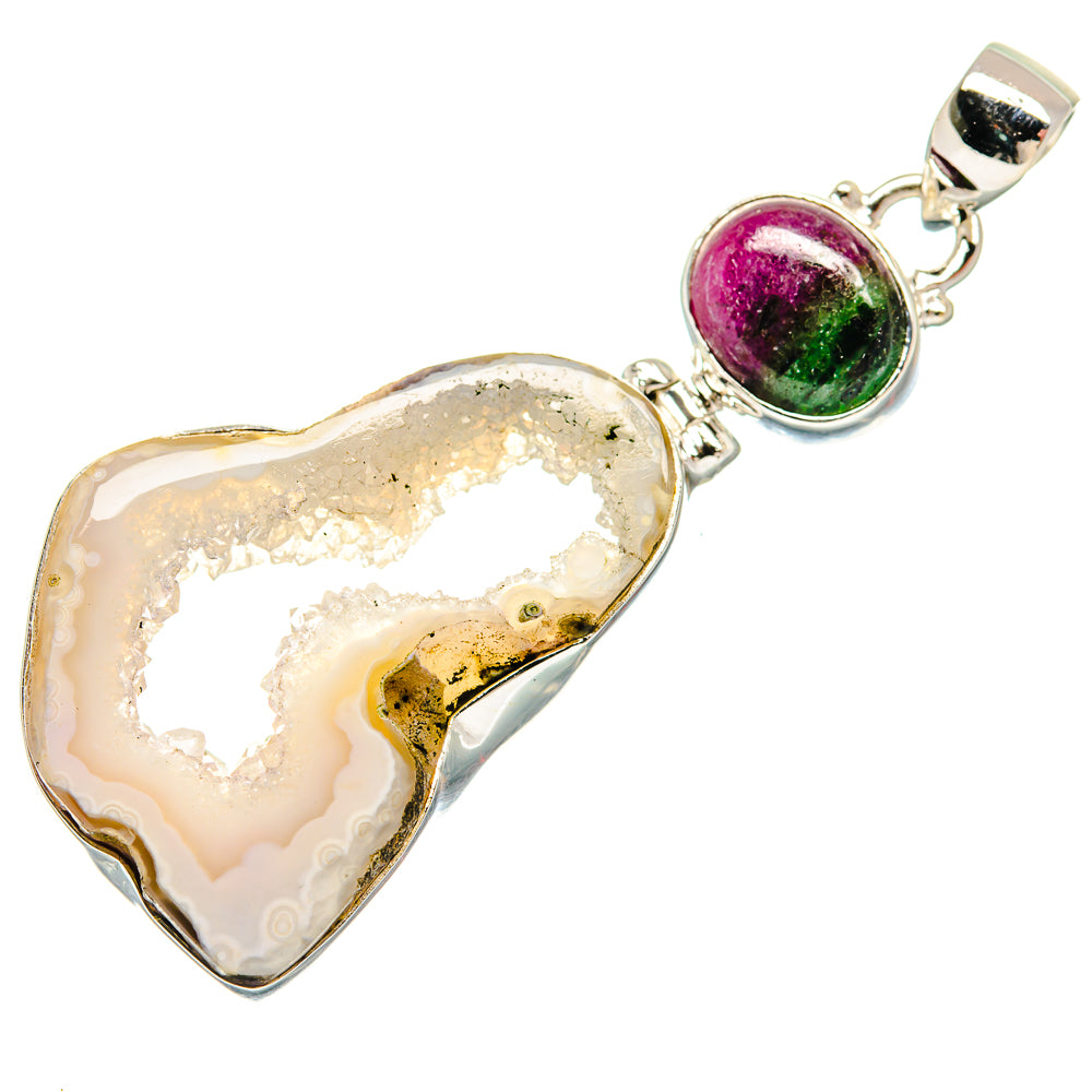 White Geode Slice Pendants handcrafted by Anasilvercos - PD21955 - Photo 2
