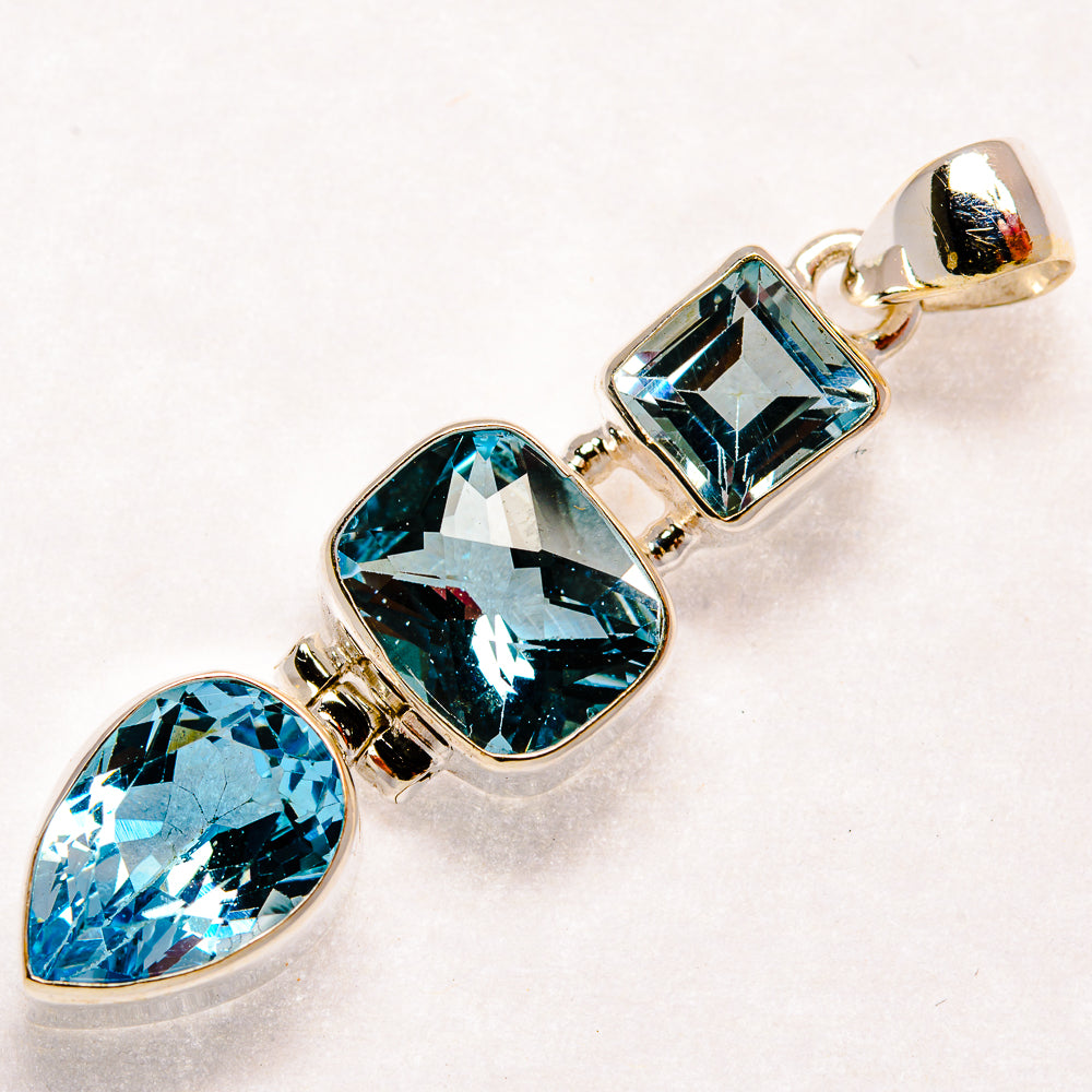 Blue Topaz Pendants handcrafted by Anasilvercos - PD21977