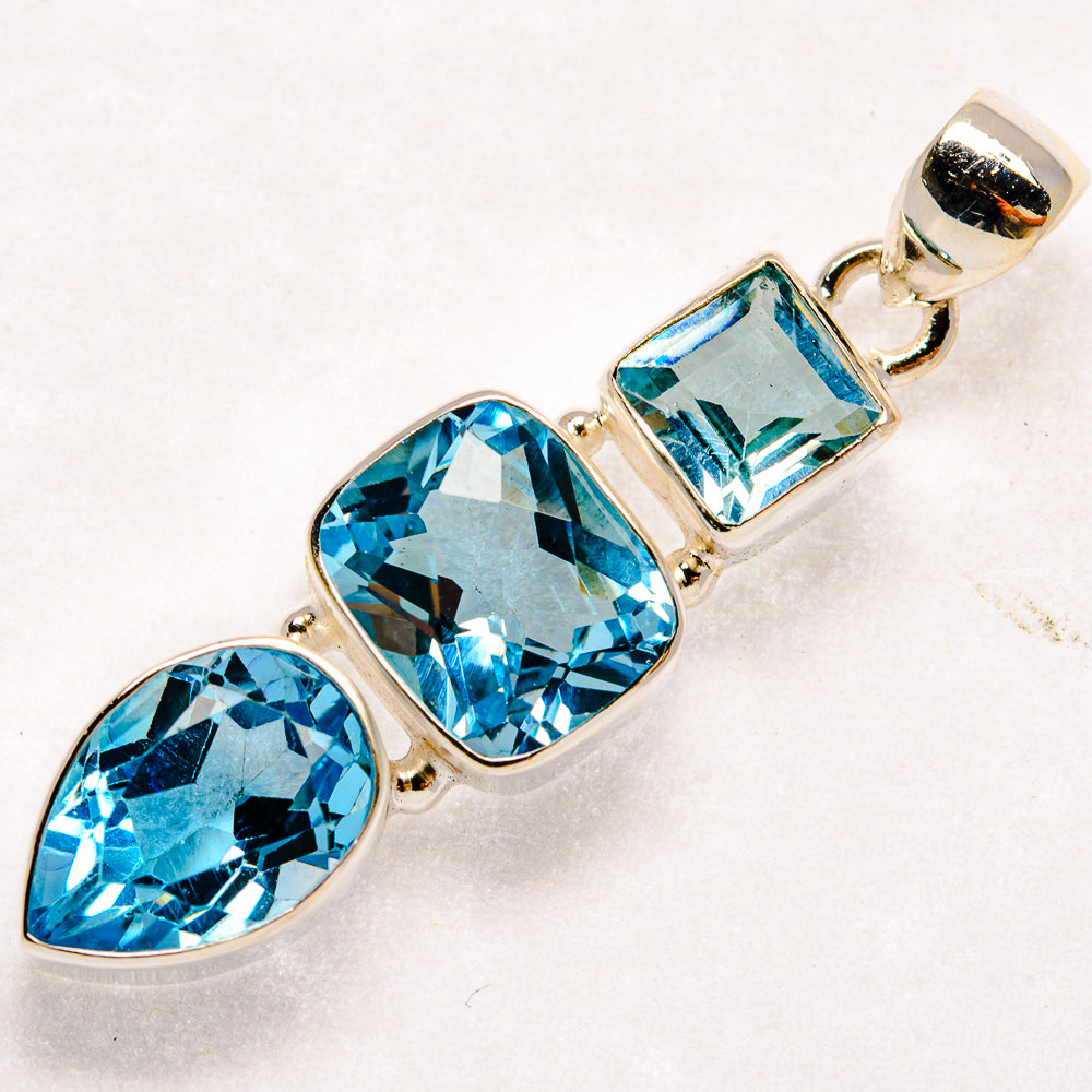 Blue Topaz Pendants handcrafted by Anasilvercos - PD21984