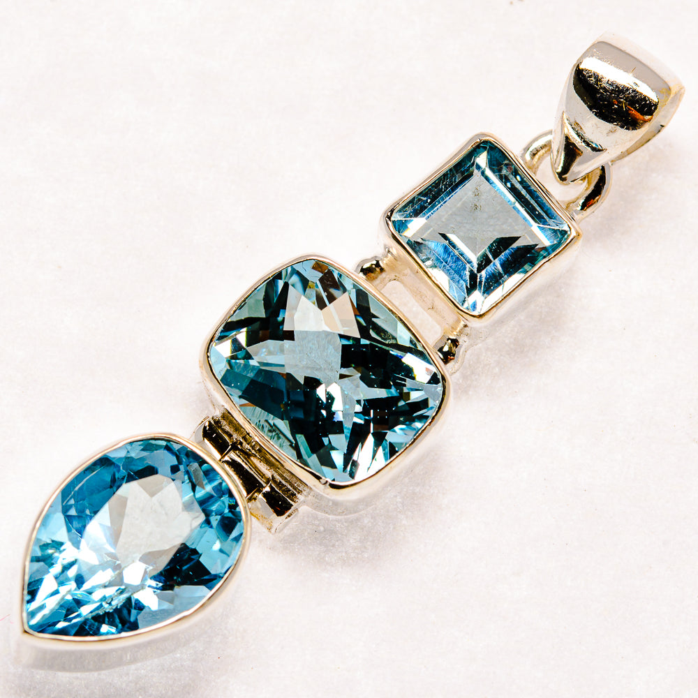 Blue Topaz Pendants handcrafted by Anasilvercos - PD21986