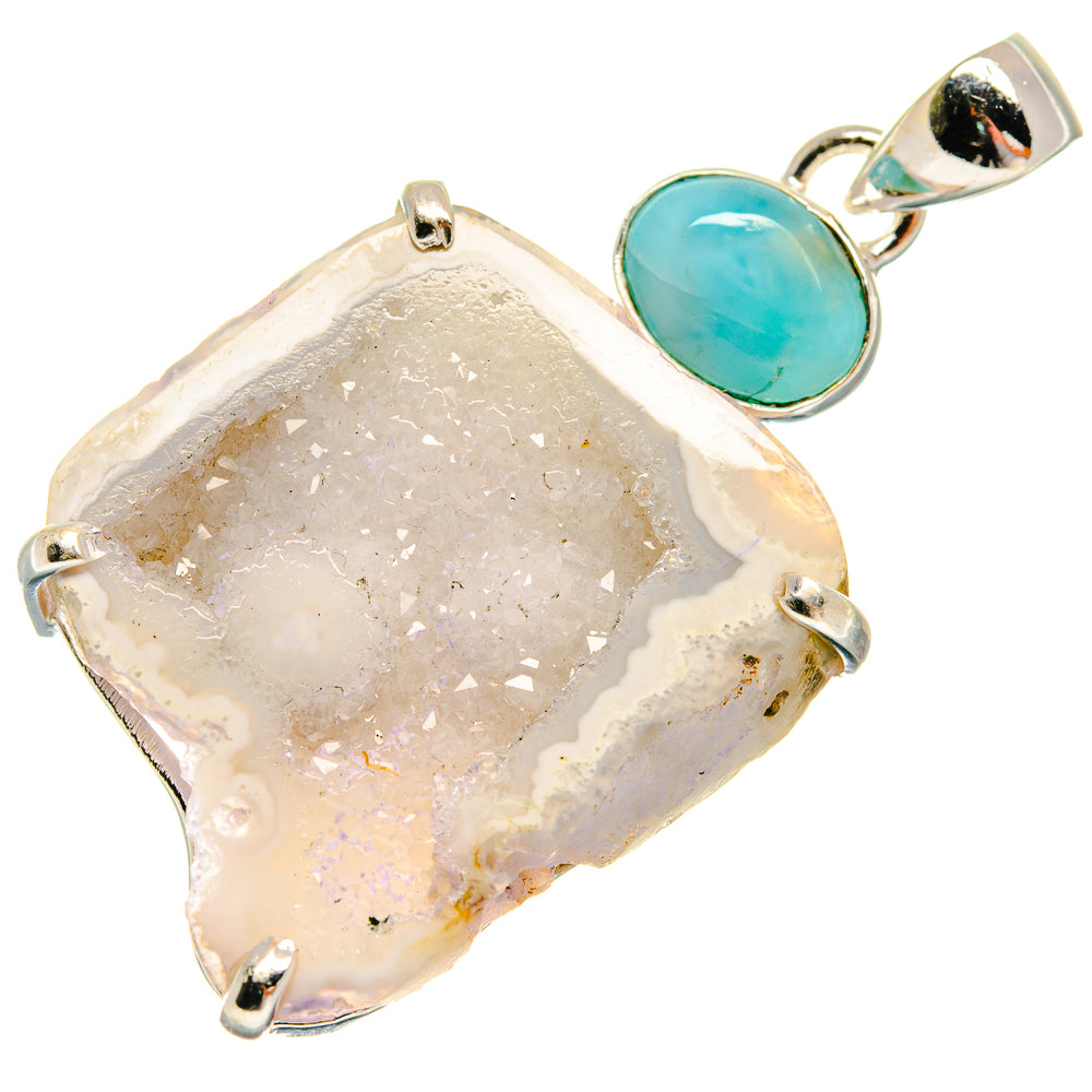 White Geode Slice Pendants handcrafted by Anasilvercos - PD22206