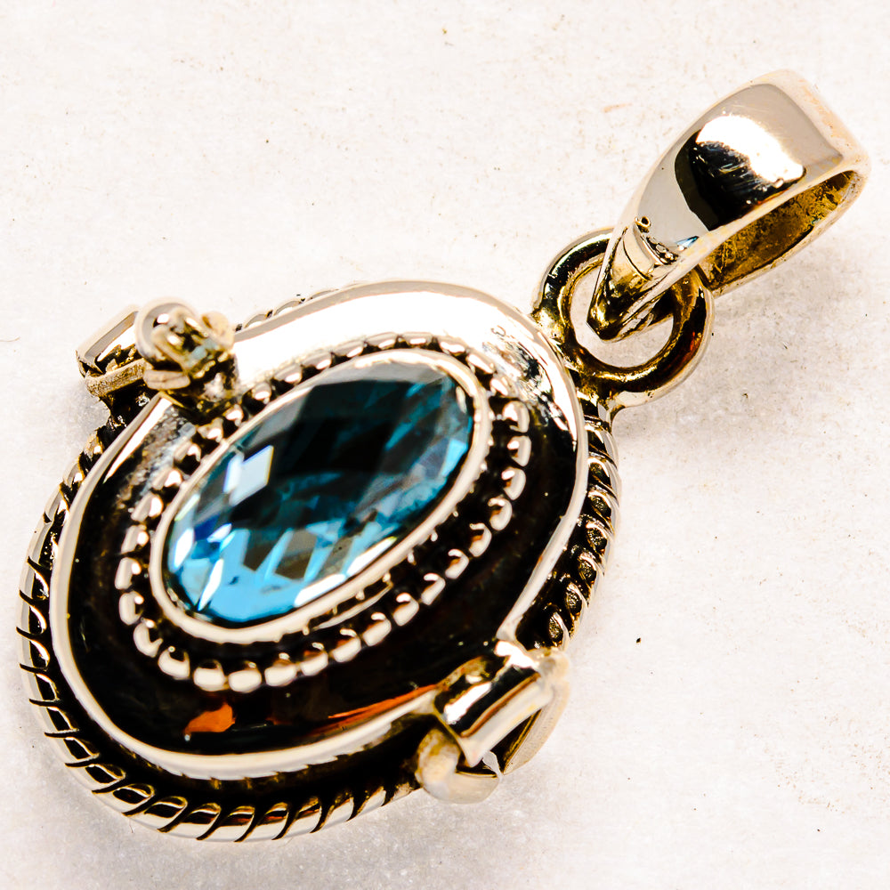 Blue Topaz Pendants handcrafted by Anasilvercos - PD22246 - Photo 2
