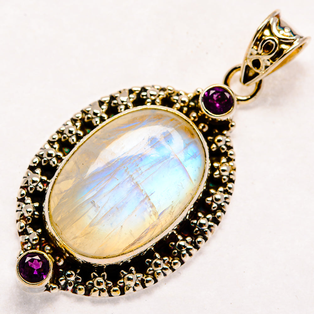 Rainbow Moonstone Pendants handcrafted by Anasilvercos - PD22351