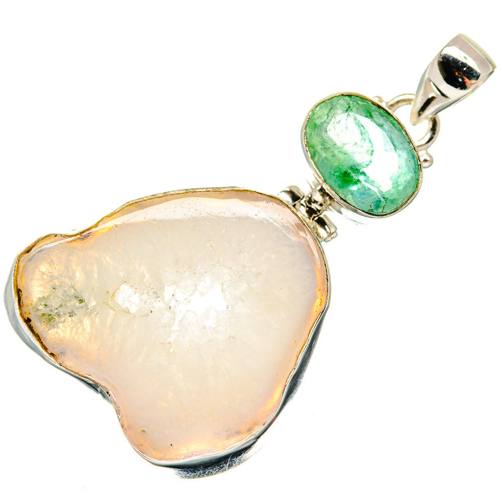 White Geode Slice Pendants handcrafted by Anasilvercos - PD22388