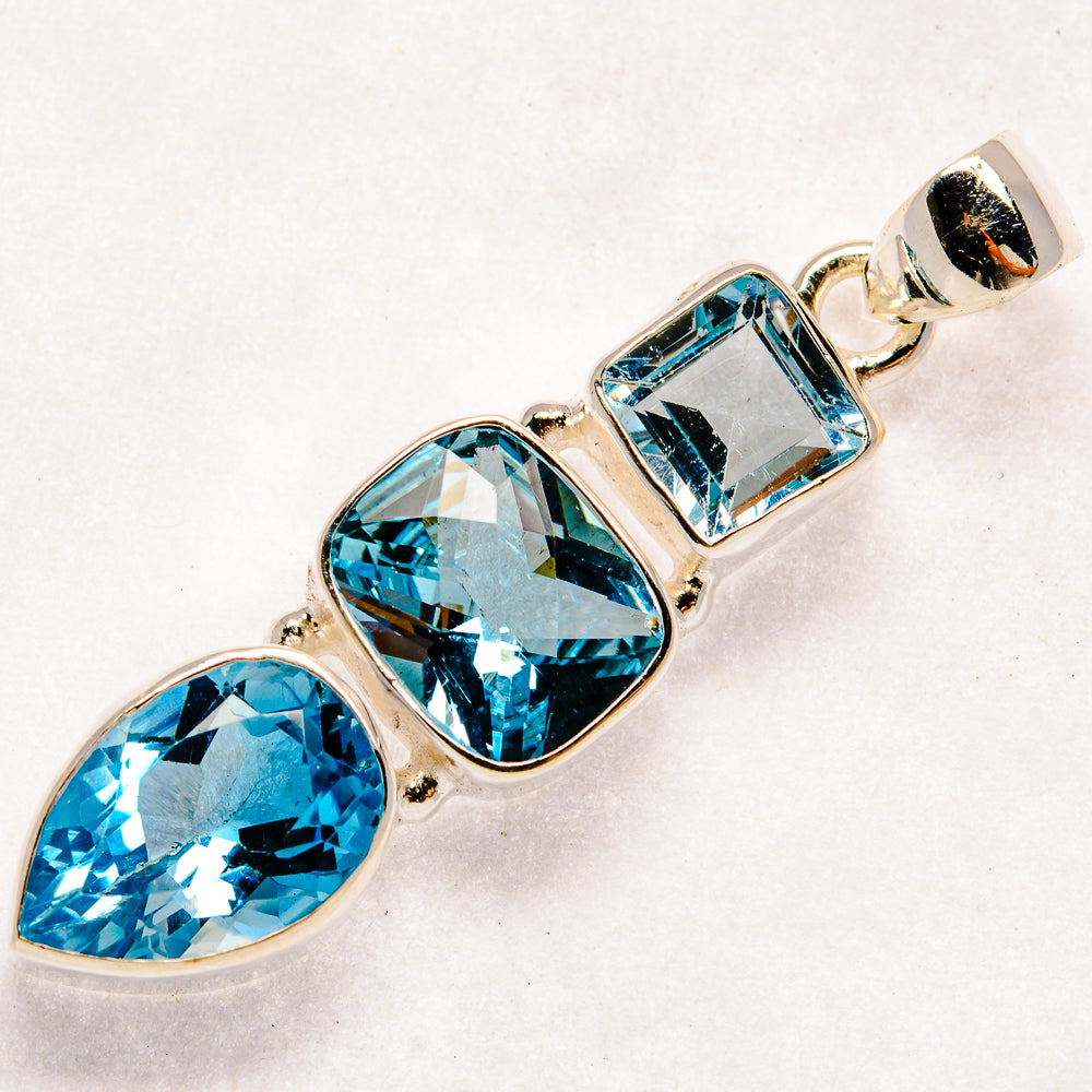 Blue Topaz Pendants handcrafted by Anasilvercos - PD22626 - Photo 2