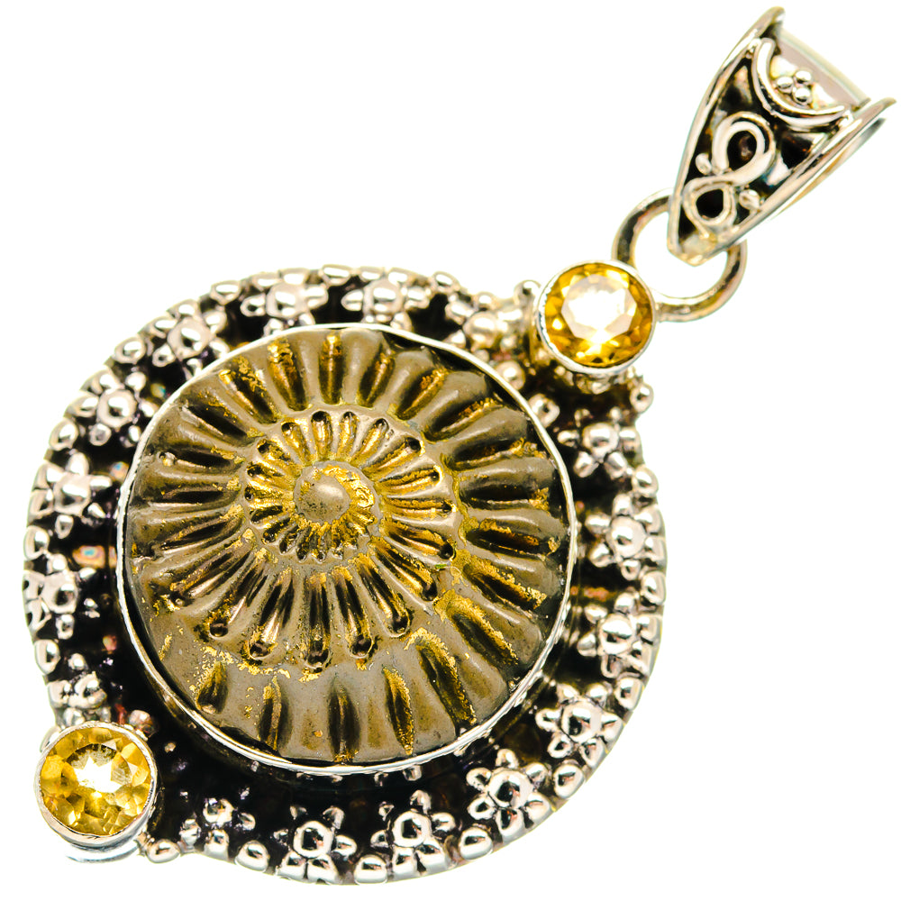 Pyrite Fossil Pendants handcrafted by Anasilvercos - PD22782 - Photo 2