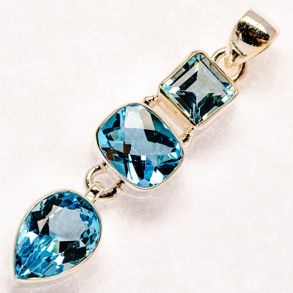 Blue Topaz Pendants handcrafted by Anasilvercos - PD22791 - Photo 2