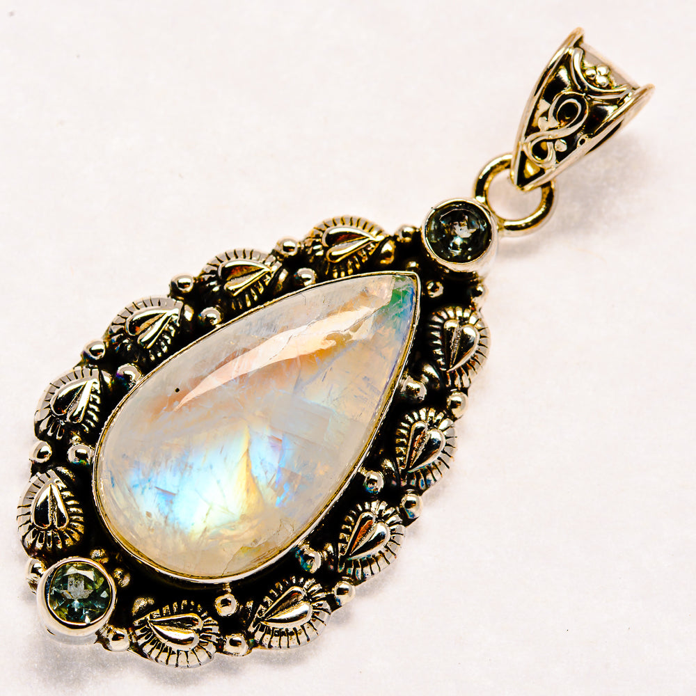 Rainbow Moonstone Pendants handcrafted by Anasilvercos - PD22886 - Photo 2