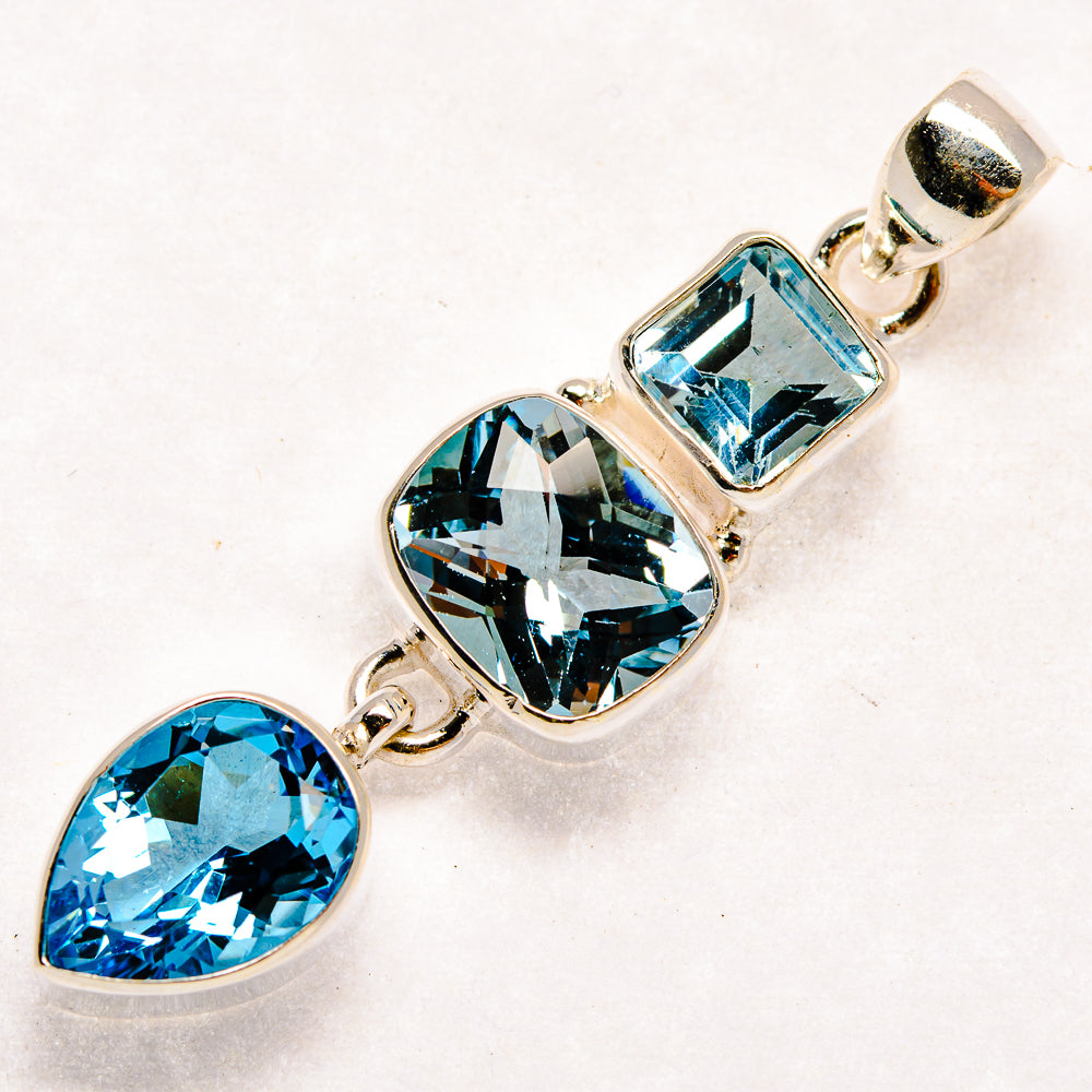 Blue Topaz Pendants handcrafted by Anasilvercos - PD22942 - Photo 2