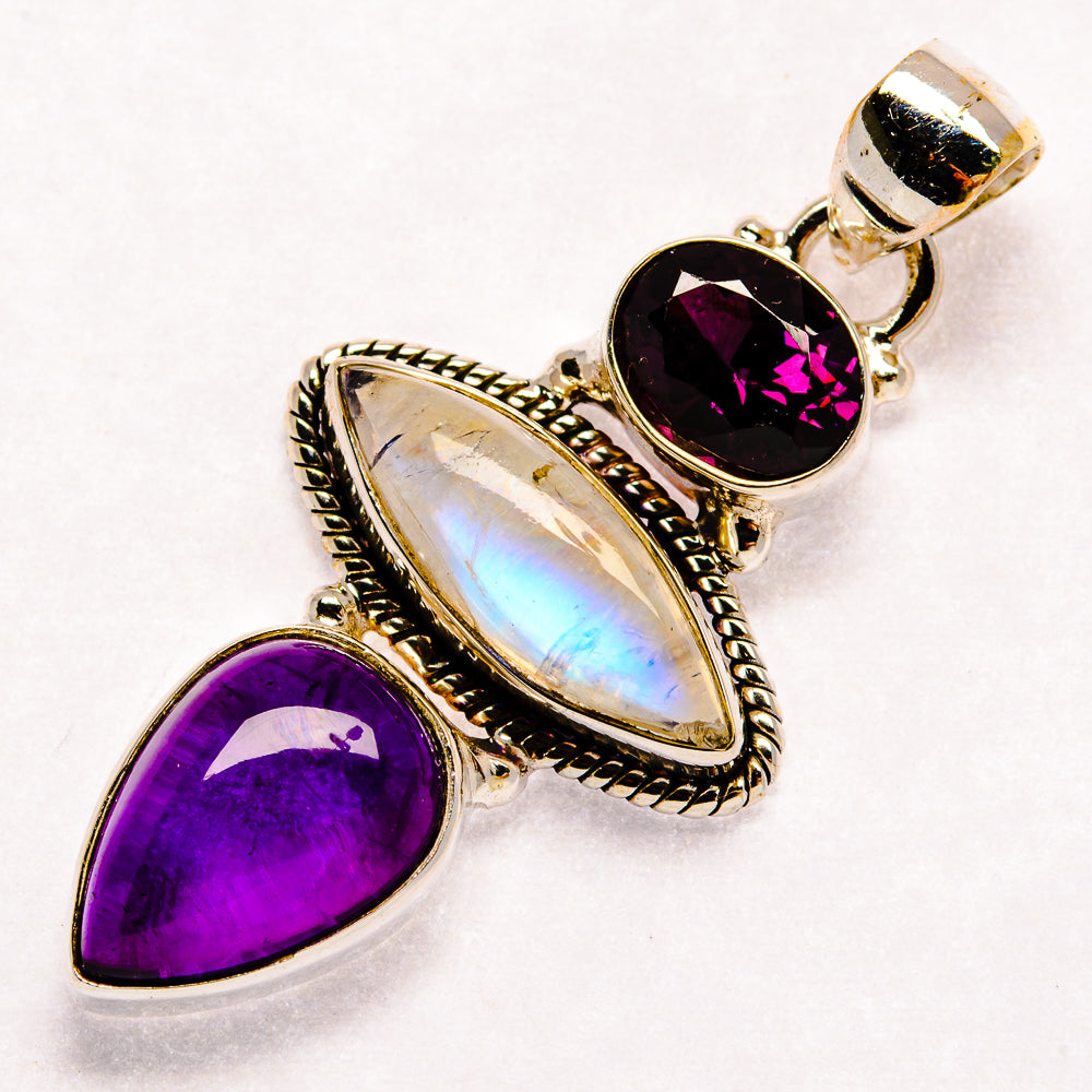 Rainbow Moonstone Pendants handcrafted by Anasilvercos - PD23095 - Photo 2