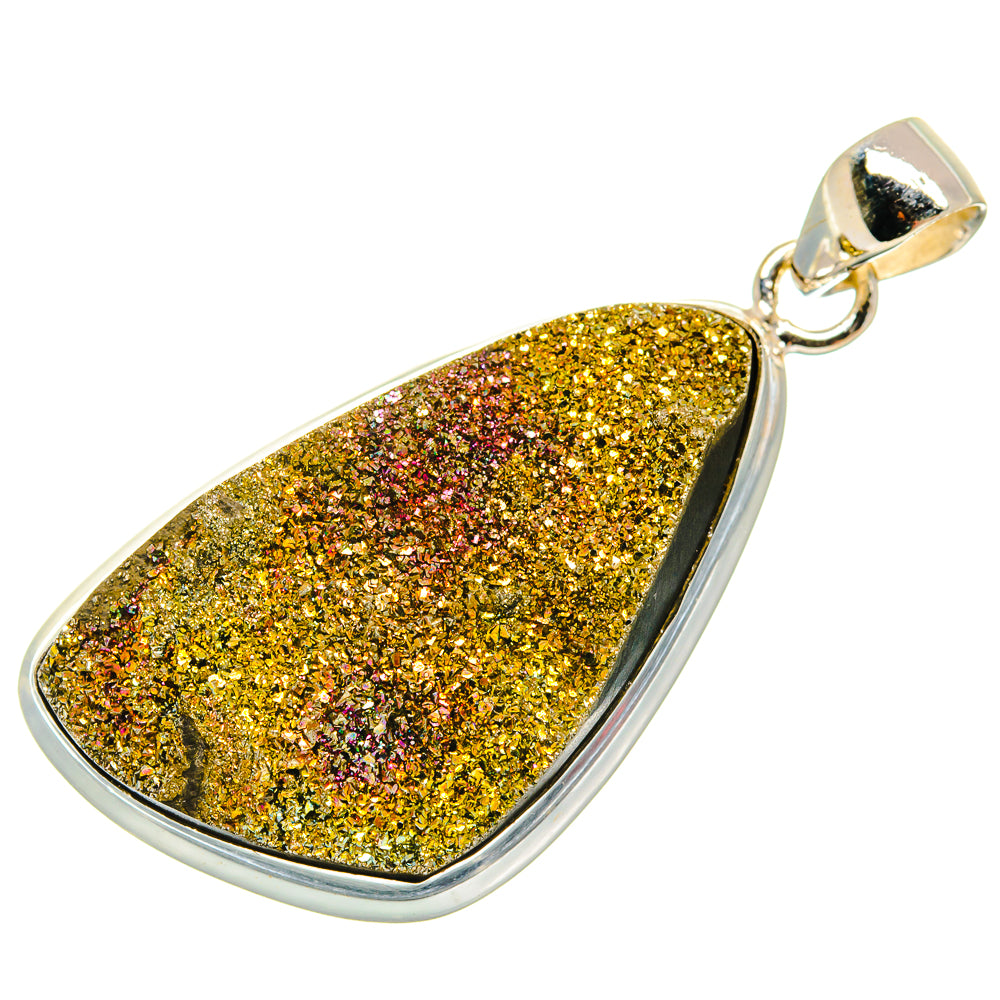 Spectro Pyrite Druzy Pendants handcrafted by Anasilvercos - PD23112 - Photo 2