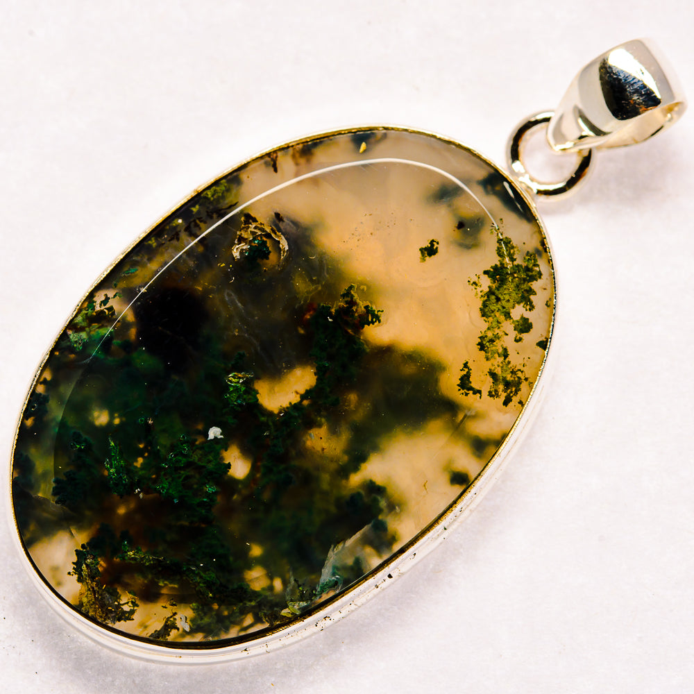 Green Moss Agate Pendants handcrafted by Anasilvercos - PD23123 - Photo 2