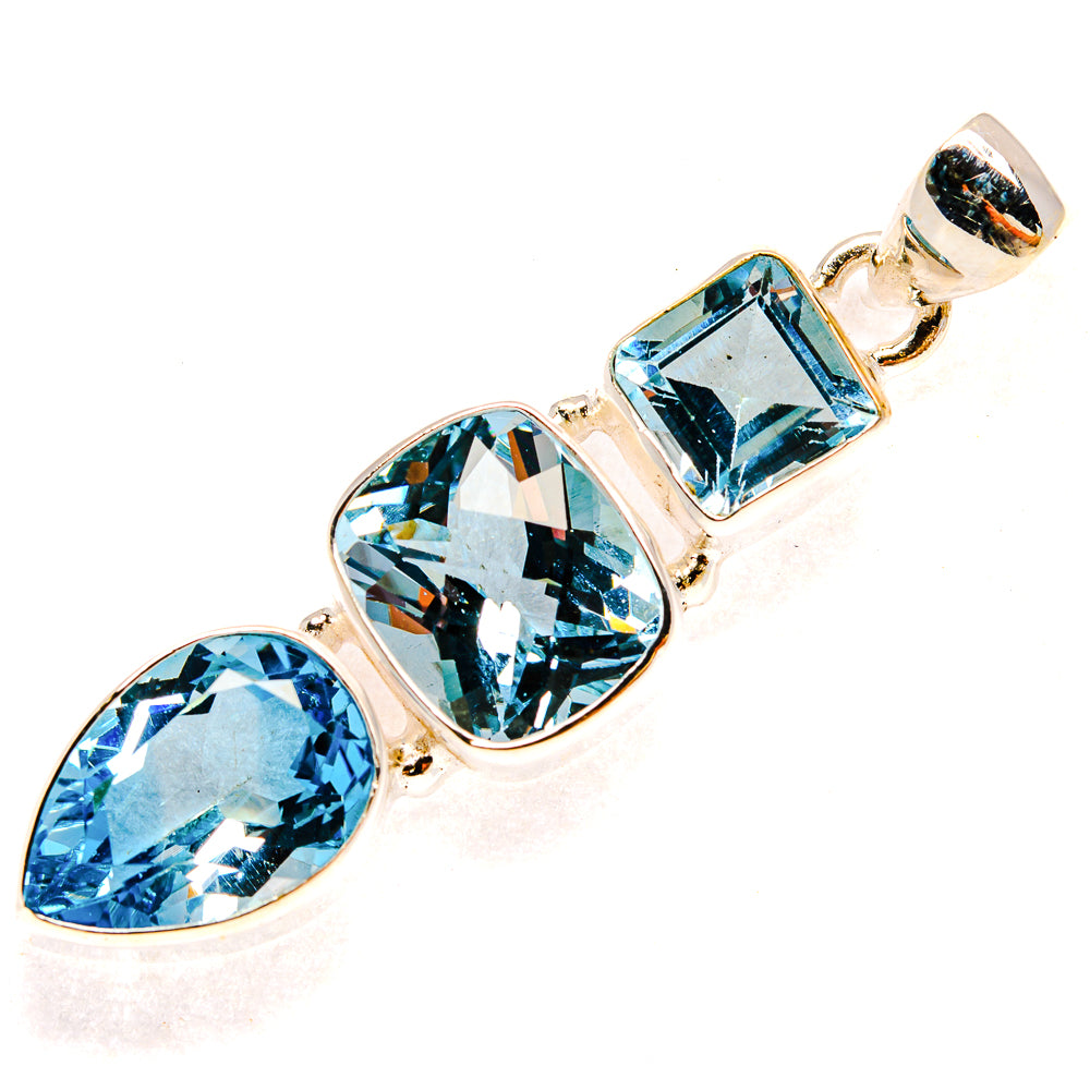 Blue Topaz Pendants handcrafted by Anasilvercos - PD23342 - Photo 2