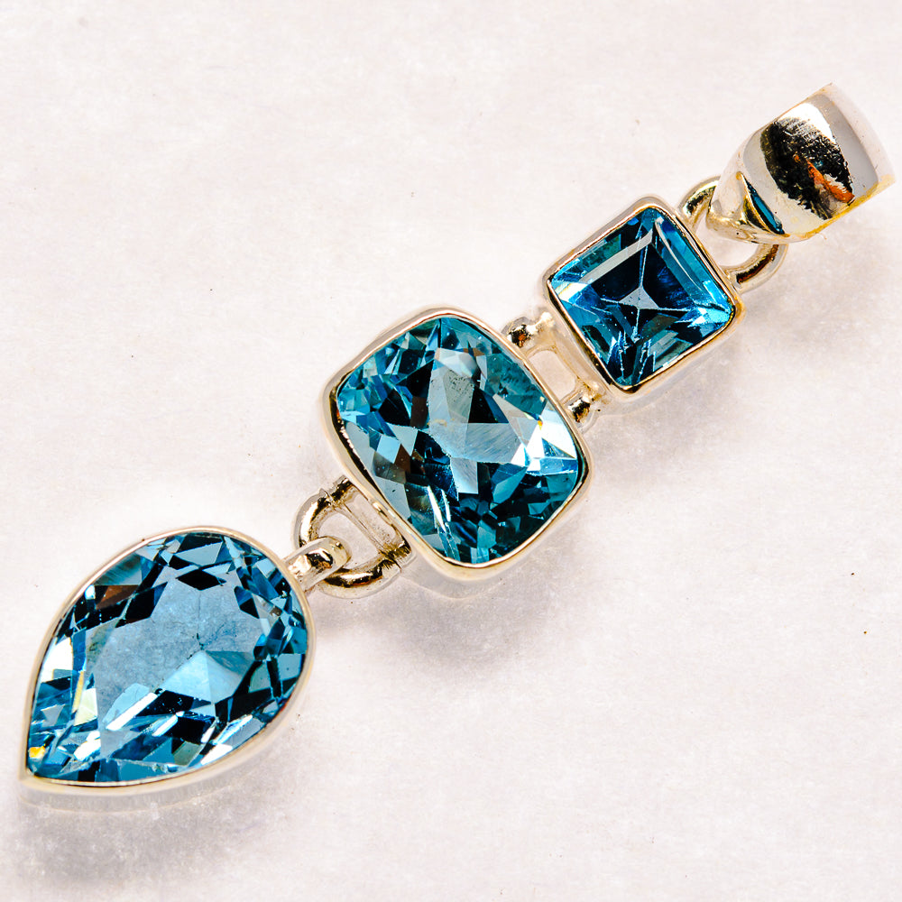 Blue Topaz Pendants handcrafted by Anasilvercos - PD23624 - Photo 2