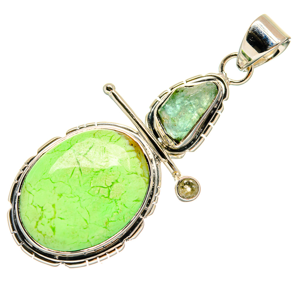 Lemon Chrysoprase Pendants handcrafted by Anasilvercos - PD23878 - Photo 2