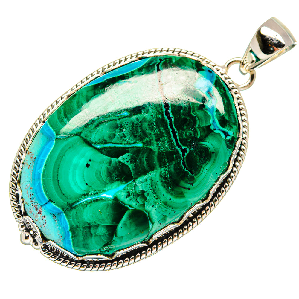 Malachite In Chrysocolla Pendants handcrafted by Anasilvercos - PD23919 - Photo 2