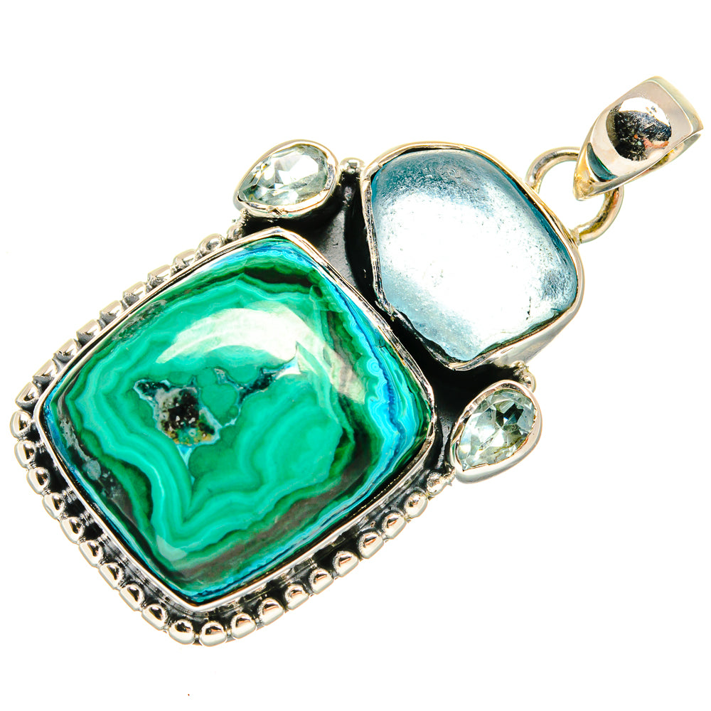 Malachite In Chrysocolla Pendants handcrafted by Anasilvercos - PD23989 - Photo 2