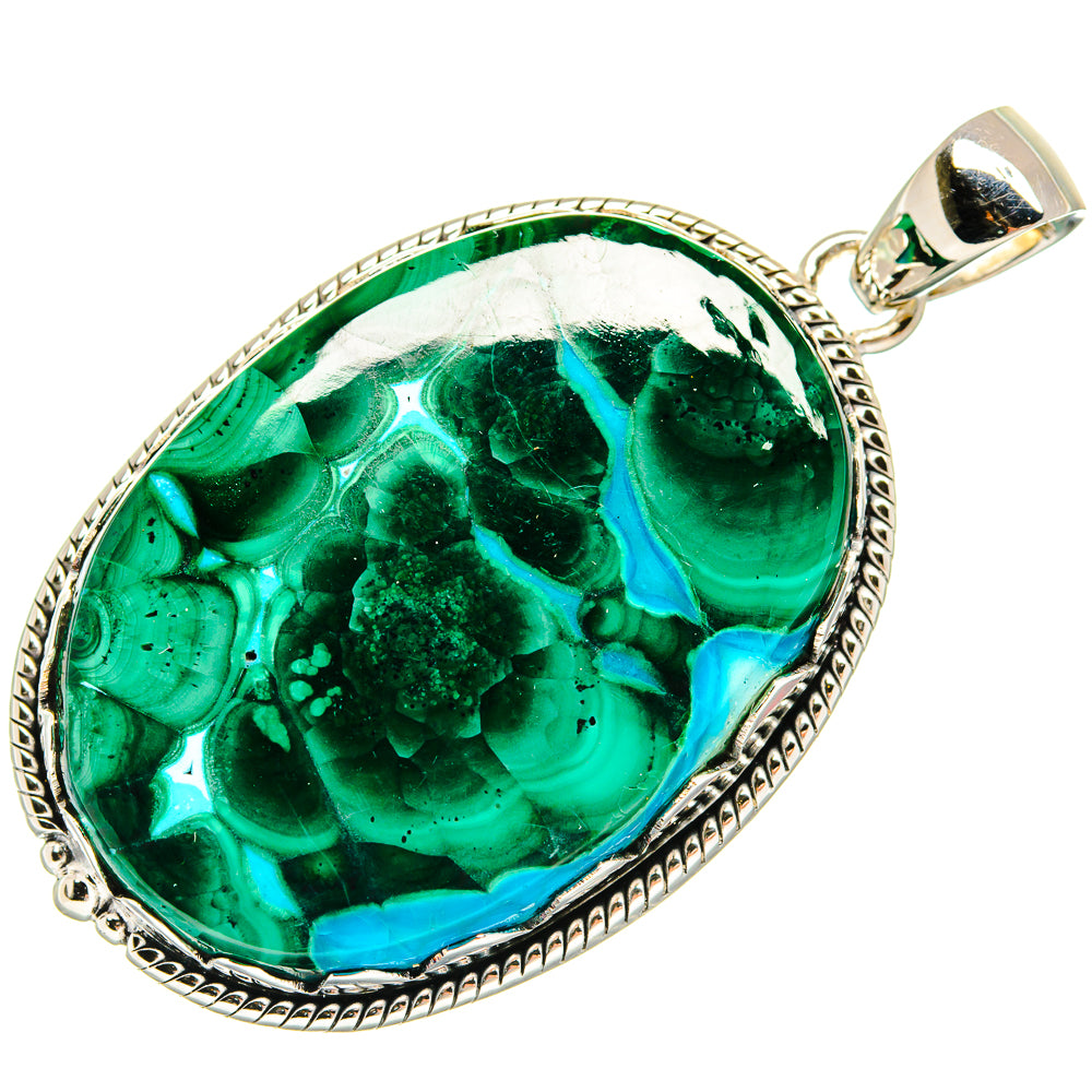Malachite In Chrysocolla Pendants handcrafted by Anasilvercos - PD24017 - Photo 2
