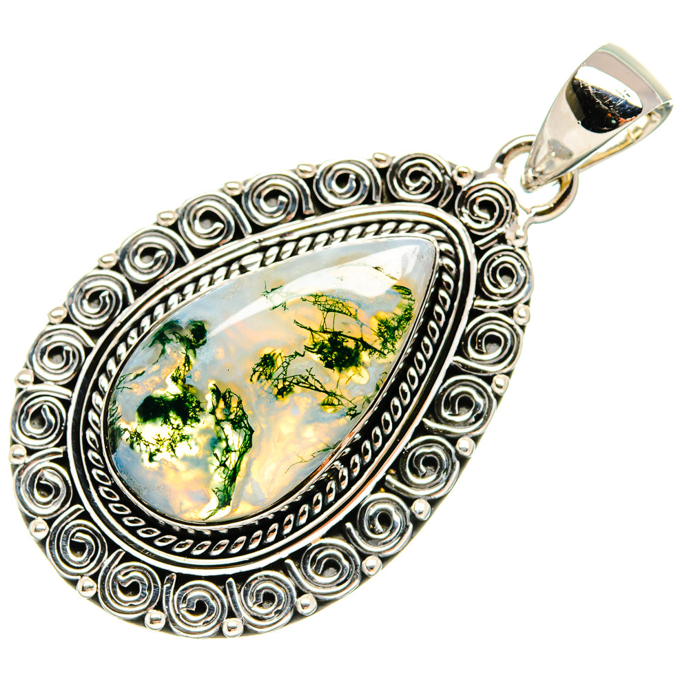 Green Moss Agate Pendants handcrafted by Anasilvercos - PD24116 - Photo 2
