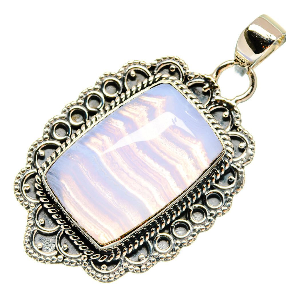 Blue Lace Agate Pendants handcrafted by Anasilvercos - PD24302 - Photo 2
