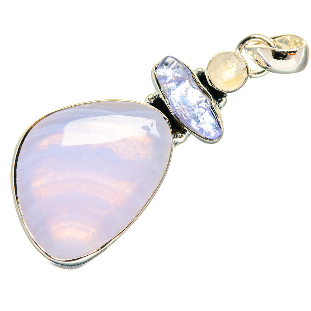Blue Lace Agate Pendants handcrafted by Anasilvercos - PD24319 - Photo 2