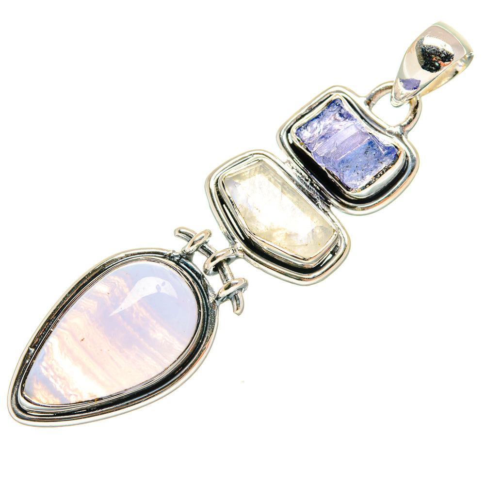 Blue Lace Agate Pendants handcrafted by Anasilvercos - PD24364 - Photo 2