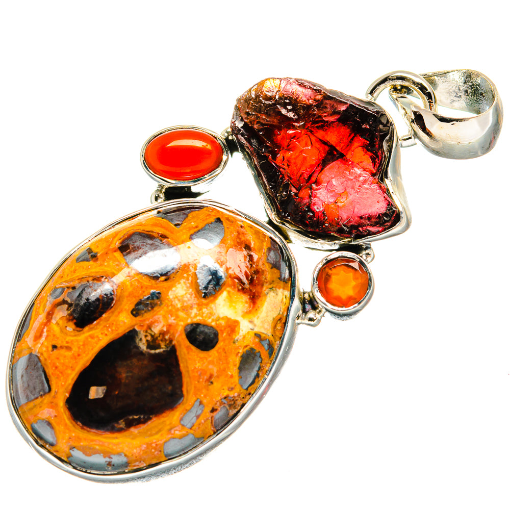 Bauxite, Garnet, Carnelian Pendants handcrafted by Anasilvercos - PD24449 - Photo 2