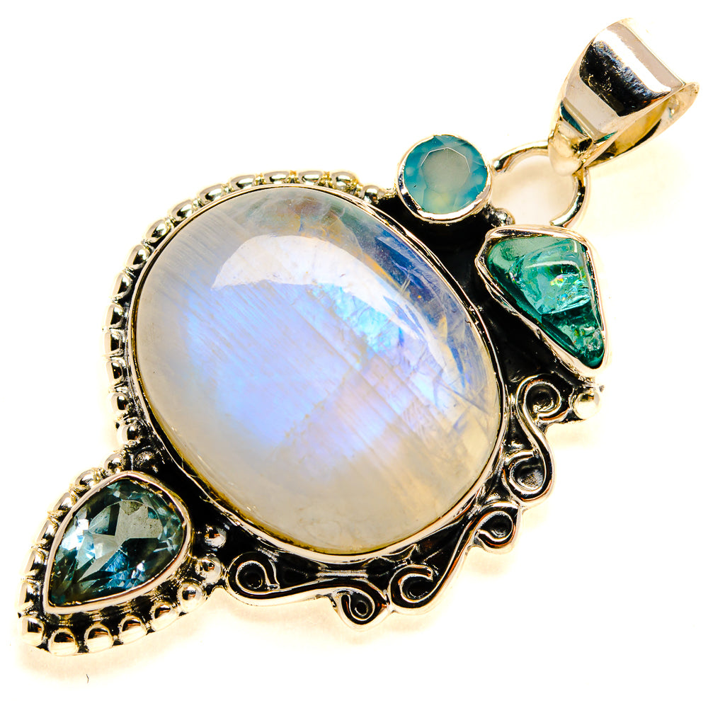 Rainbow Moonstone, Apatite, Aqua Chalcedony, Blue Topaz Pendants handcrafted by Anasilvercos - PD24539 - Photo 2
