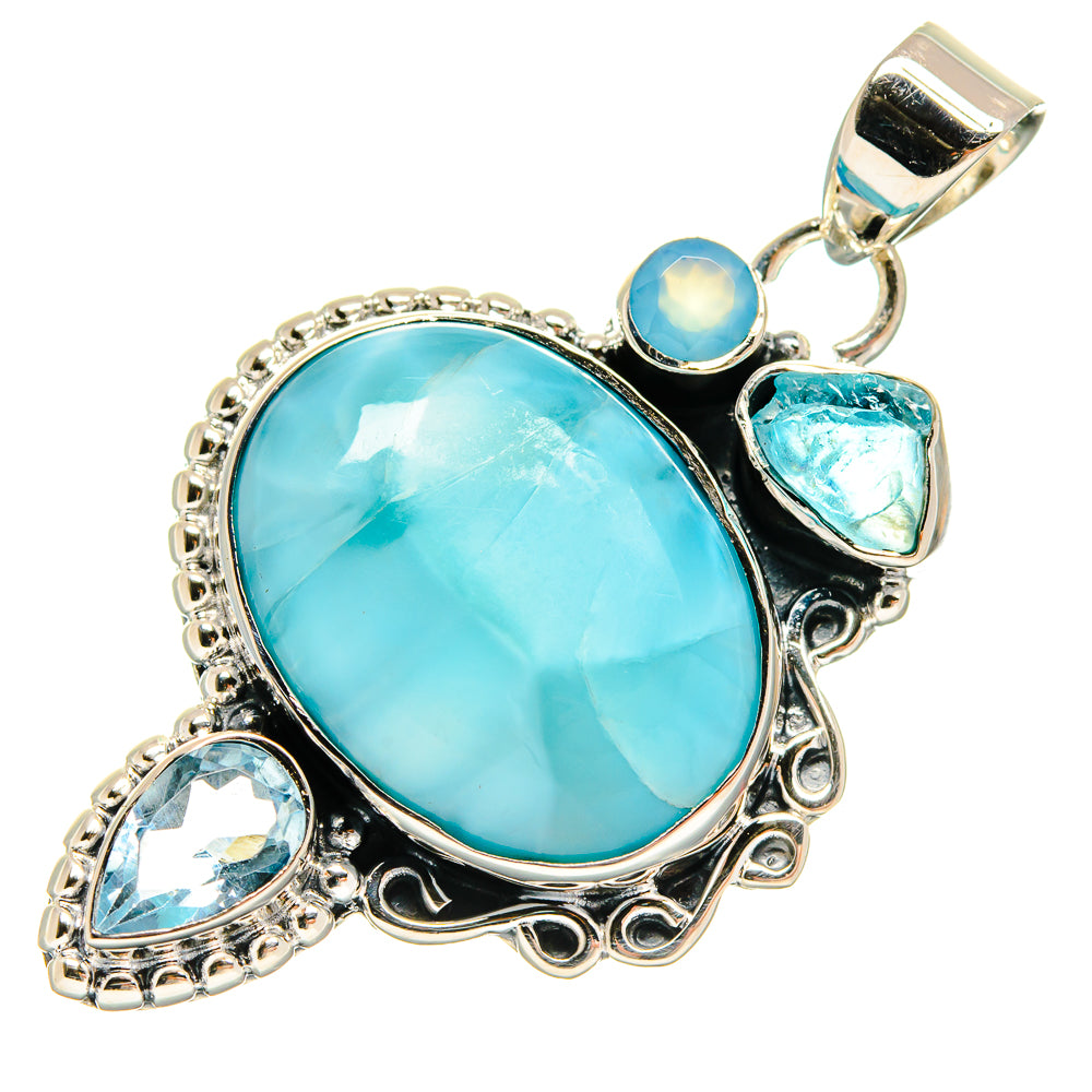 Larimar, Apatite, Aqua Chalcedony, Blue Topaz Pendants handcrafted by Anasilvercos - PD24553 - Photo 2