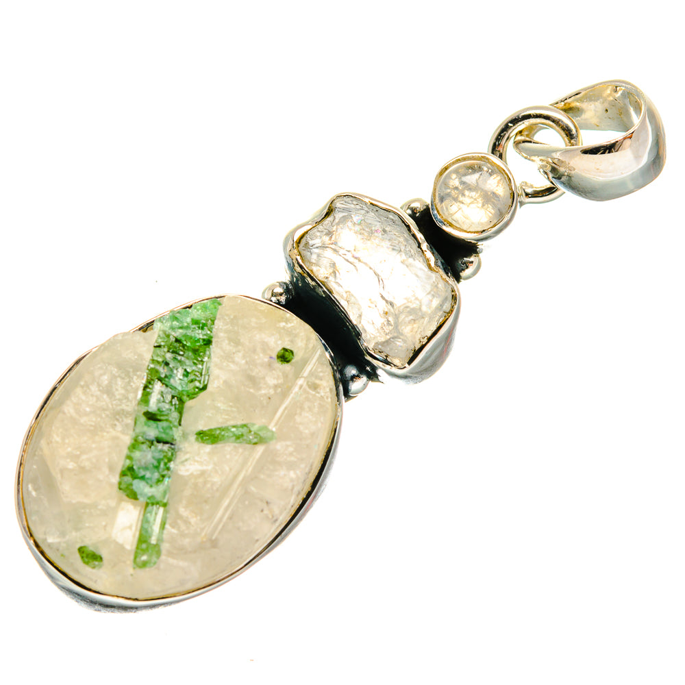 Green Tourmaline In Quartz Pendants handcrafted by Anasilvercos - PD24617 - Photo 2